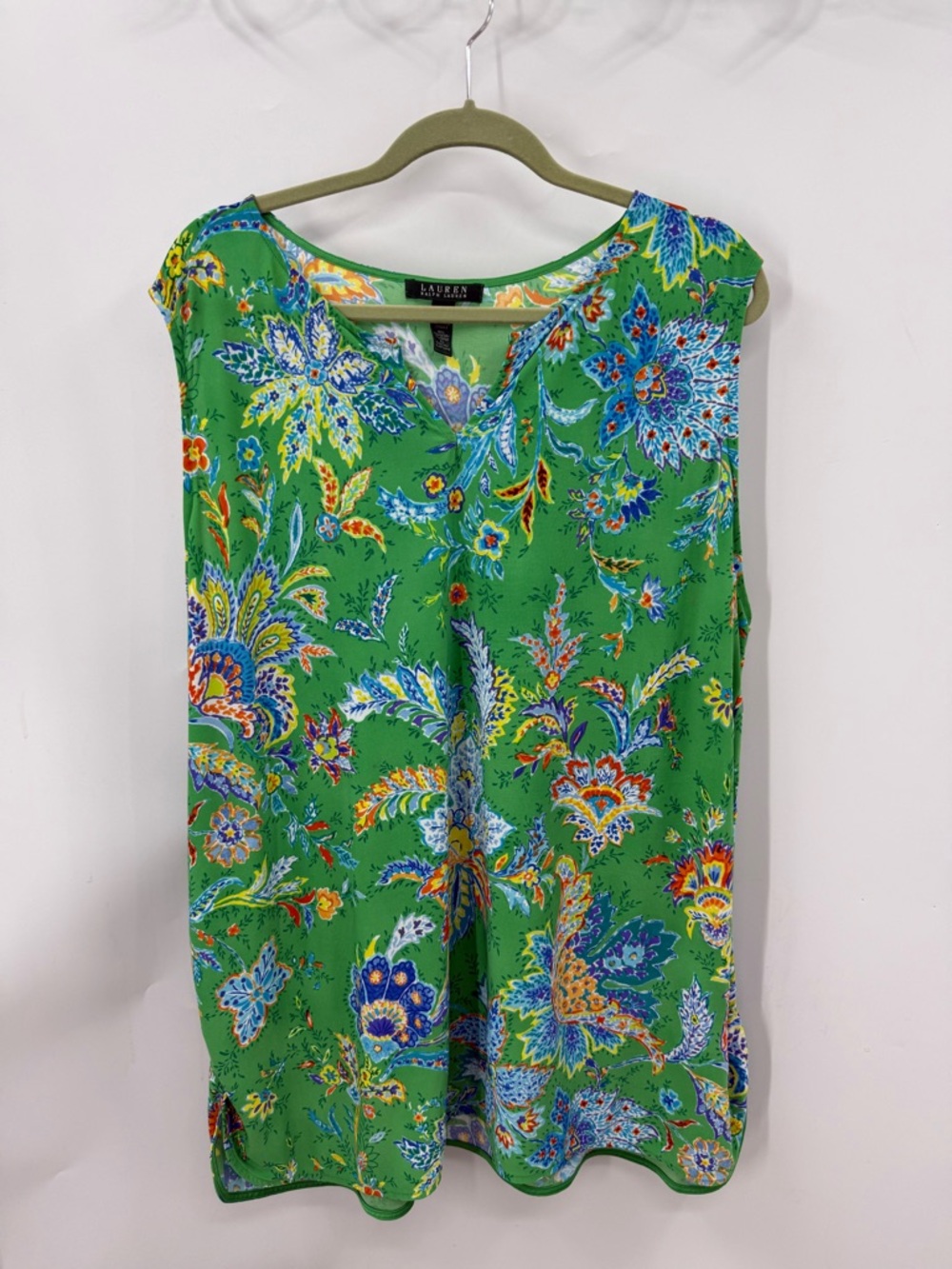 Lauren Ralph Lauren Green Floral Sleeveless Blouse